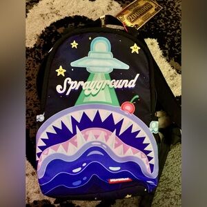 Sprayground Alien Shark Backpack Black and Purple limited edition(mini backpack